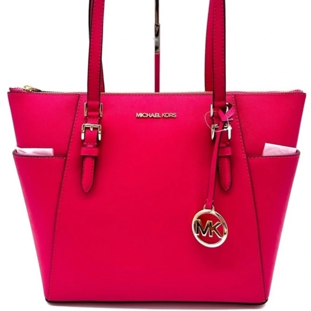 Michael Kors Large Charlotte Tote Bag Electric Pink